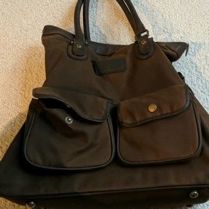 Barbour waxed leather weekend bag